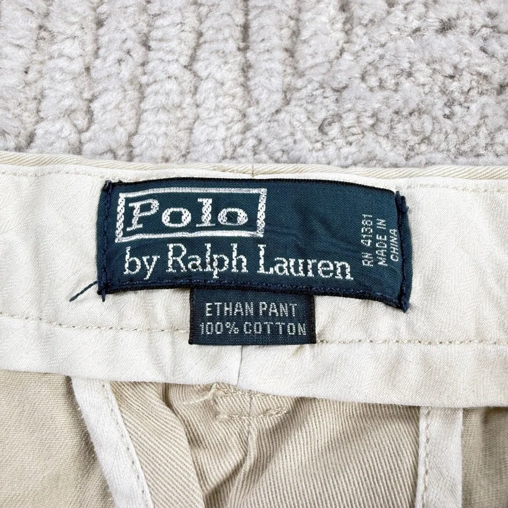 Polo Ralph Lauren Ethan Pant Mens 36x34 Beige Chinos Preppy VTG Y2K Old Money